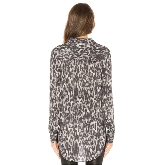 All Saints Keri Ash Grey Leopard Print Shirt Small - Picture 13 of 16